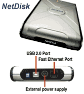 NetDisk Festplatten mit direktem Netzwerkanschluss und USB 2.0